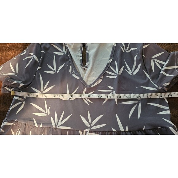 Bon Apple Tea Jumpsuit Romper Small Bamboo Leaves Polyblend Wide Leg Casual NWT - Picture 4 of 8